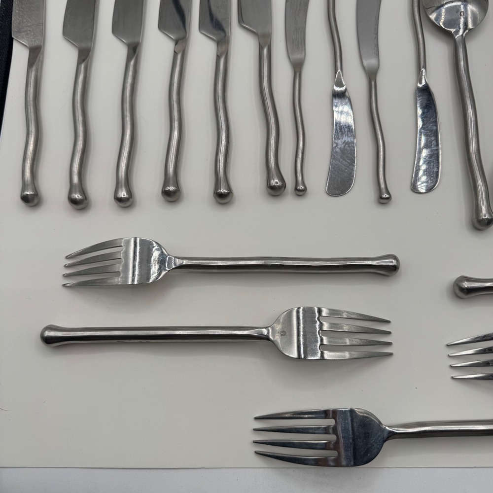 Gourmet Settings Treble Clef 18/10 Stainless Flatware Set 25 Piece Hand Forged - Picture 13 of 13